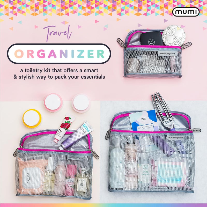 MUMI Travel Toiletry Bag Set of 3 â€“ Clear TSA Approved Toiletry Bags for Women â€“ Reusable Water-Resistant Makeup Organizer Pouches for Skincare, Cosmetics, Travel Accessories, Airport Packing - Orange - Image 2